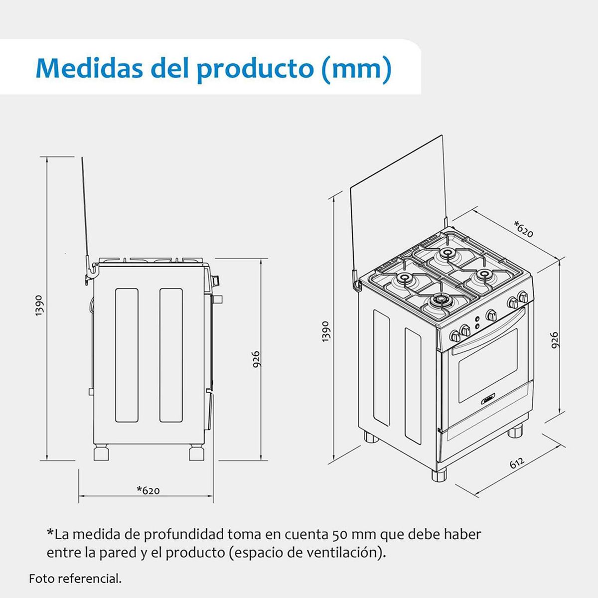 COLDEX - Cocina A Gas 04 Quemadores Cx651 Inox