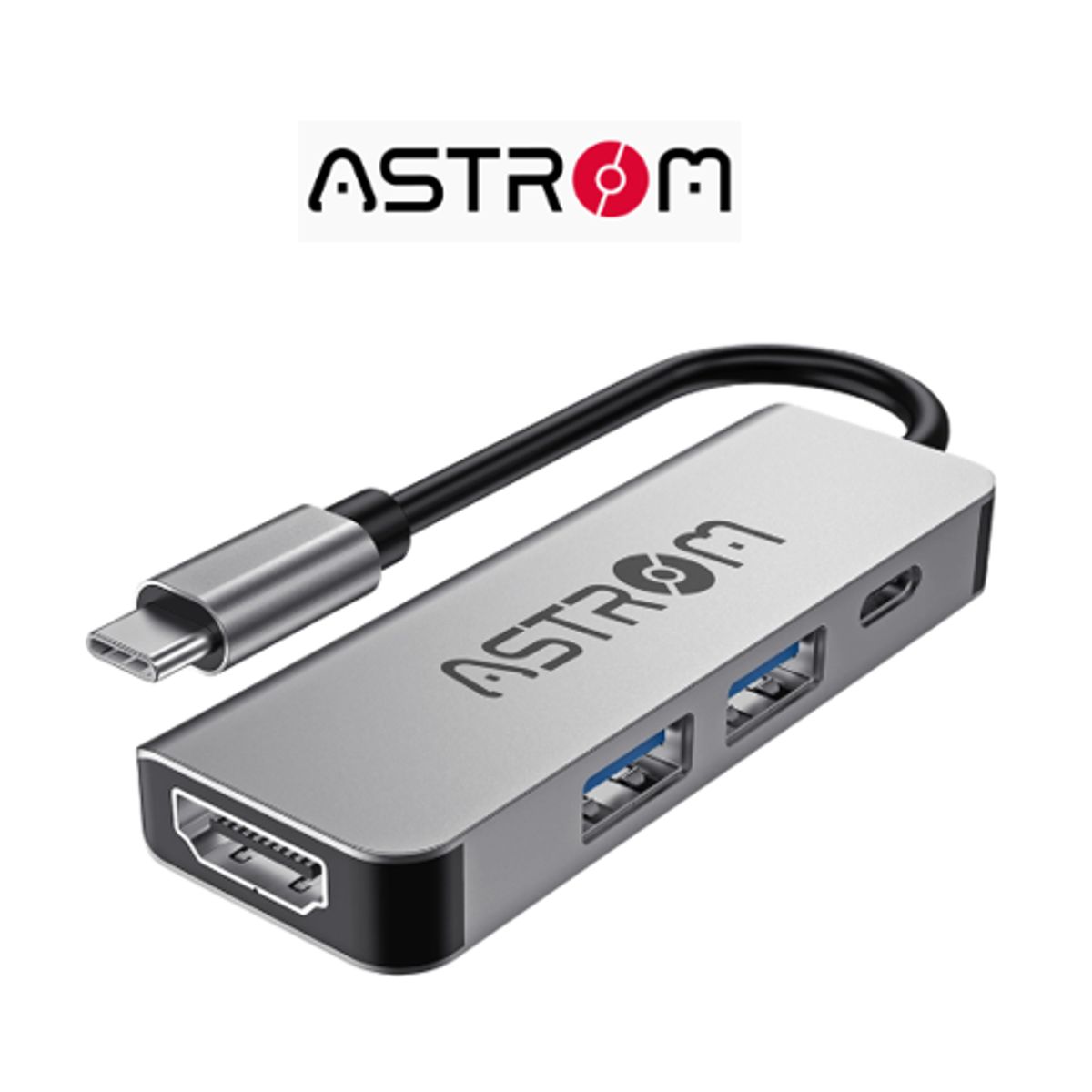 ASTROM - Adaptador HUB USB 4 EN 1 AST MH2341-HDMI USB-C ASTROM