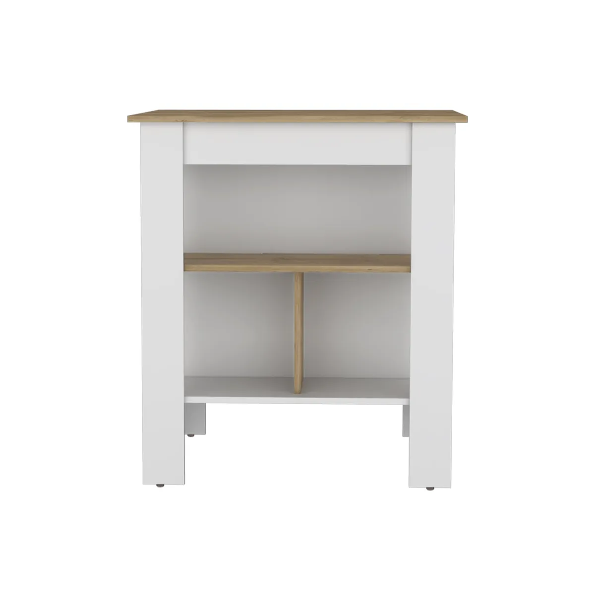 FMFURNITURE - Isla De Cocina 2 Puertas Fm-004B Blanco Y Café Claro
