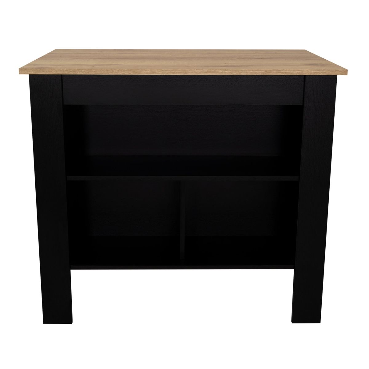 FMFURNITURE - Isla De Cocina 103x70x90 Cm Fm-009B Negro Y Café Claro