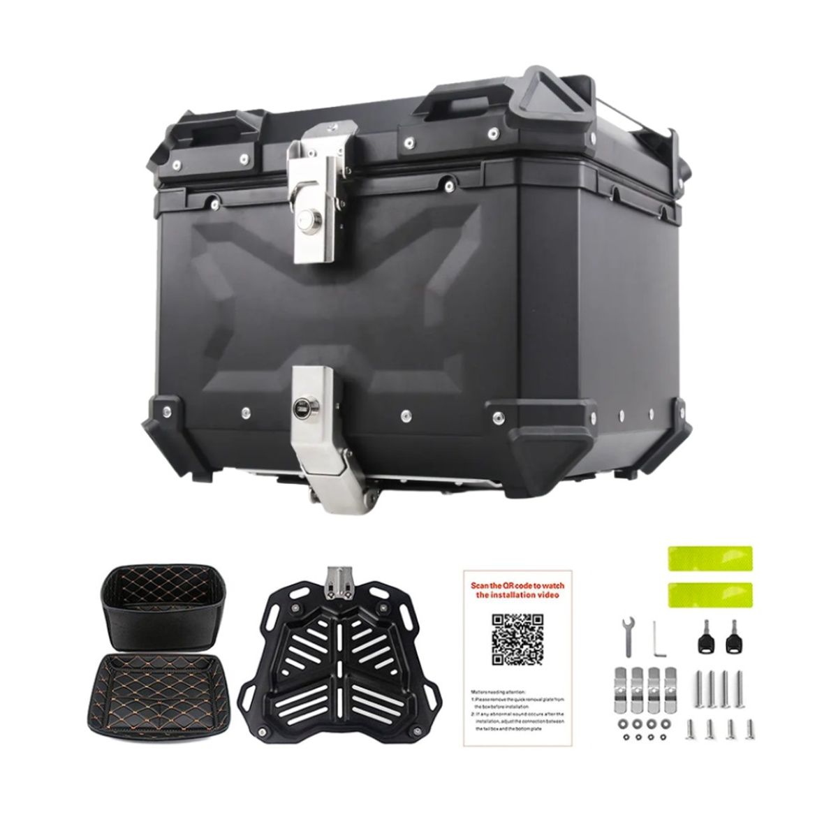 GENERICO - Cajuela de Aluminio con 55L de Capacidad y Respaldar de Moto