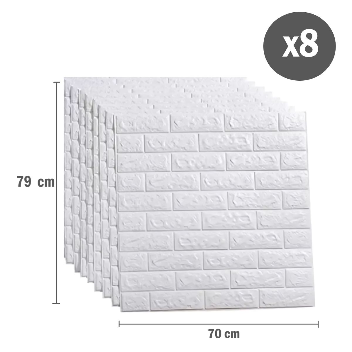 GENERICO - Pack x8 Papel Tapiz Mural Decorativo Blanco - 79x70 cm