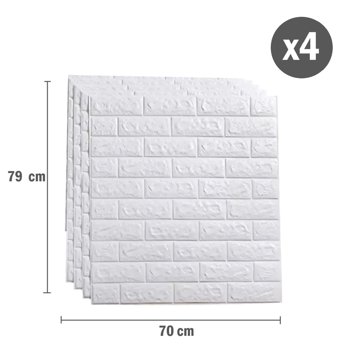 GENERICO - Set x4 Papel Tapiz Mural Decorativo Blanco - 79x70 cm