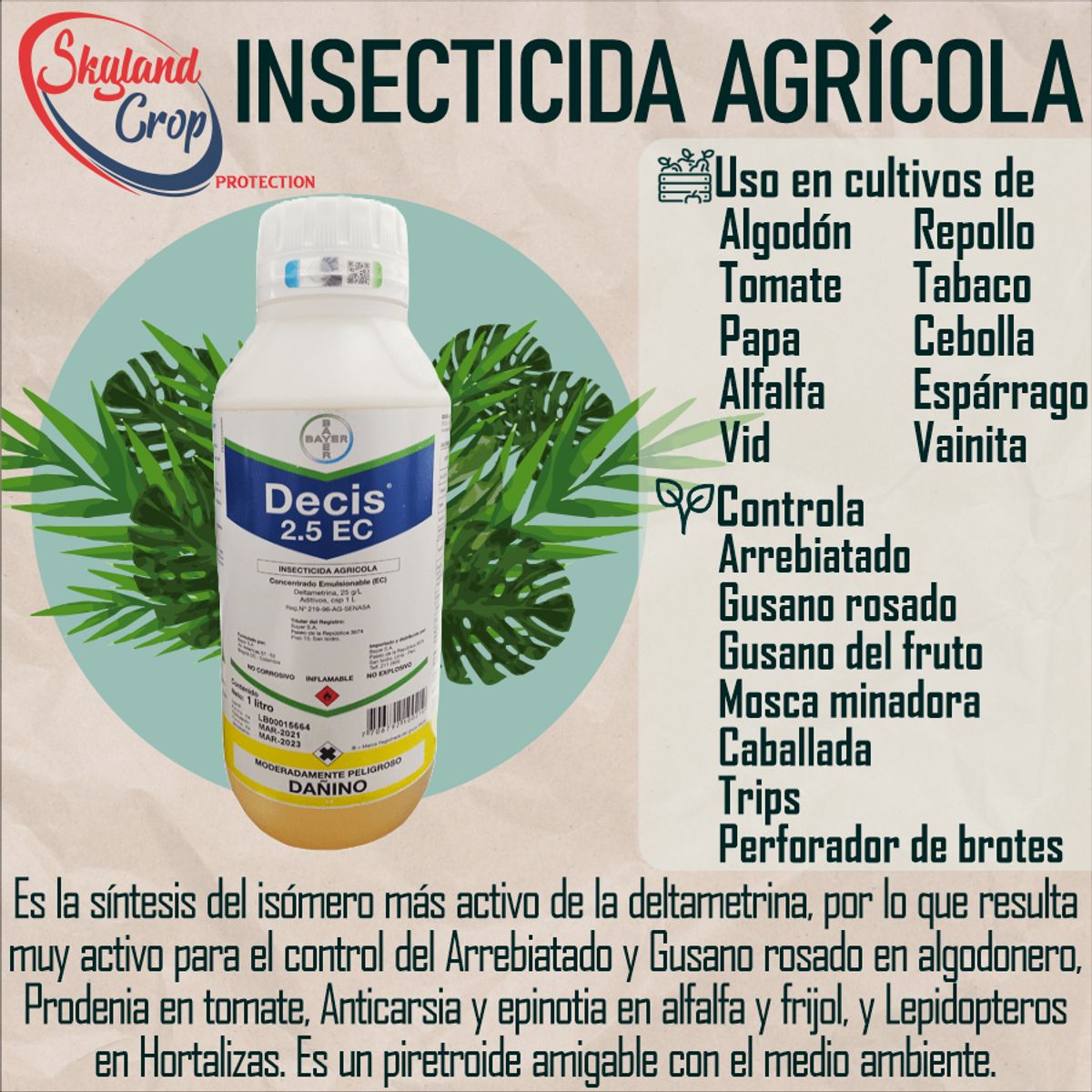 DECIS 2.5 EC 1L INSECTICIDA AGRÍCOLA, marca GENERICO - Foto 2