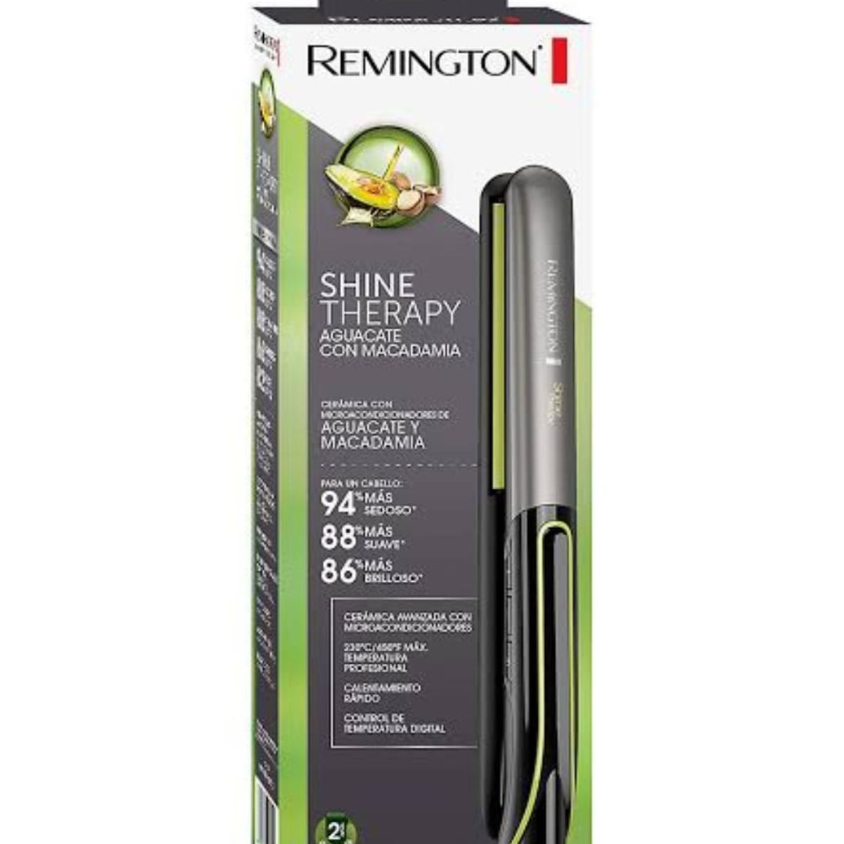 REMINGTON - PLANCHA ALISADORA REMIGTON S12A SHINE THERAPY AGUACATE CON MACADAMIA