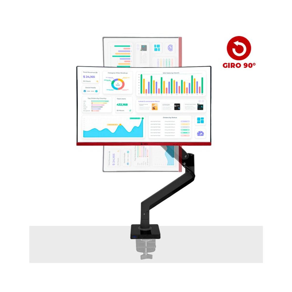 TEROS - RACK TEROS TE-7113 PARA MONITOR DE 22 A 35 HASTA 12KG