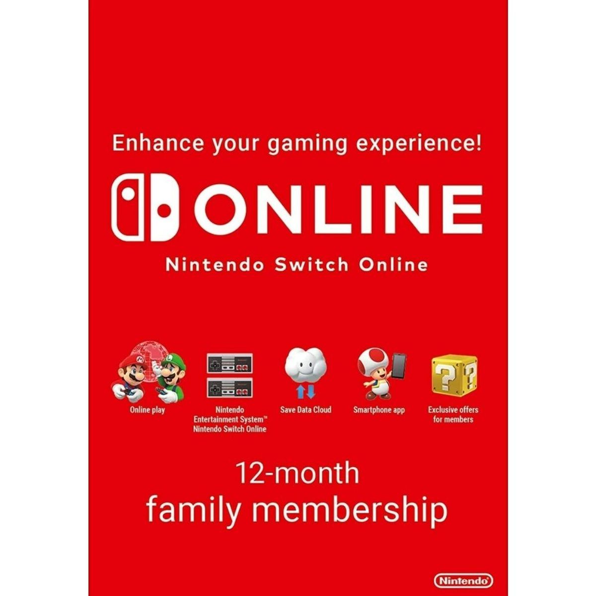 NINTENDO - Membresia Nintendo Switch Online 12 Meses Familiar Usa Digital