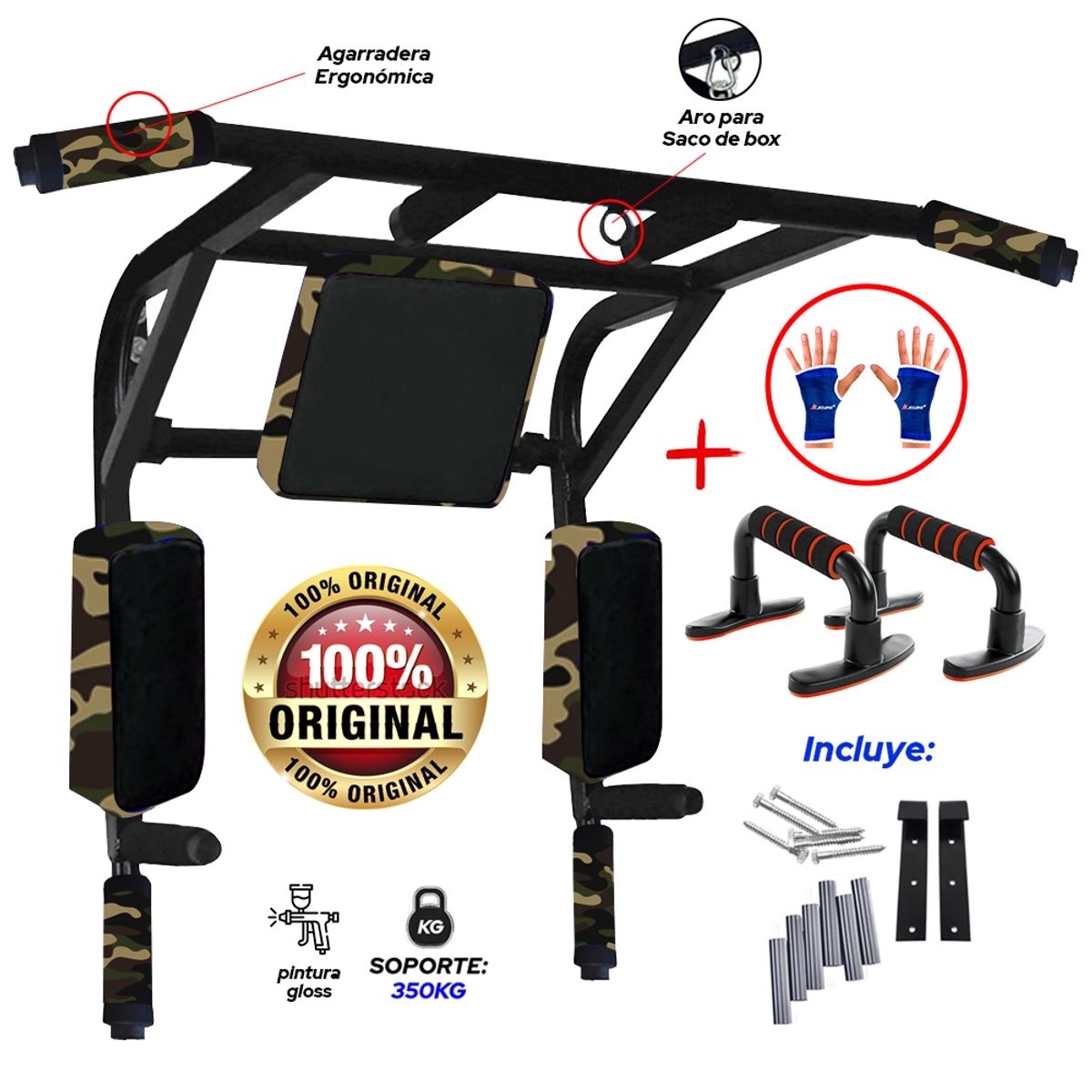 HOLGU - Barra Para Gimnasio 13 en 1 Push up + Guantes