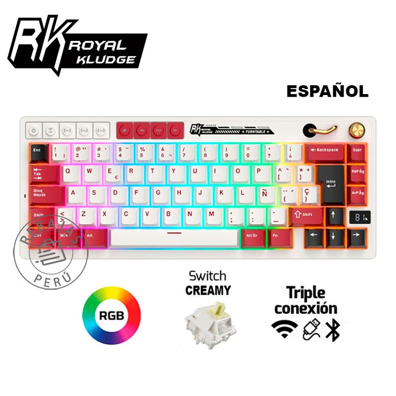 ROYAL KLUDGE - Teclado Mecánico Royal Kludge RK M65 60% RGB Creamy Switch Famicom