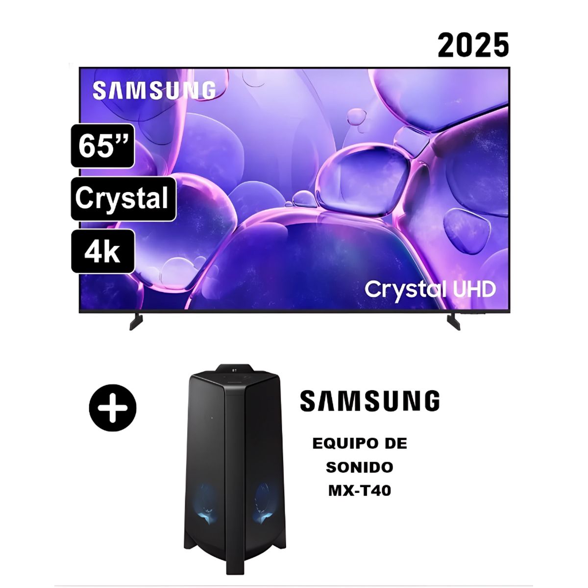 SAMSUNG - TELEVISOR SAMSUNG 65' SMART CRYSTAL UHD 4K 65U8000FG 2025 + EQUIPO DE SONIDO SAMSUNG MX-T40