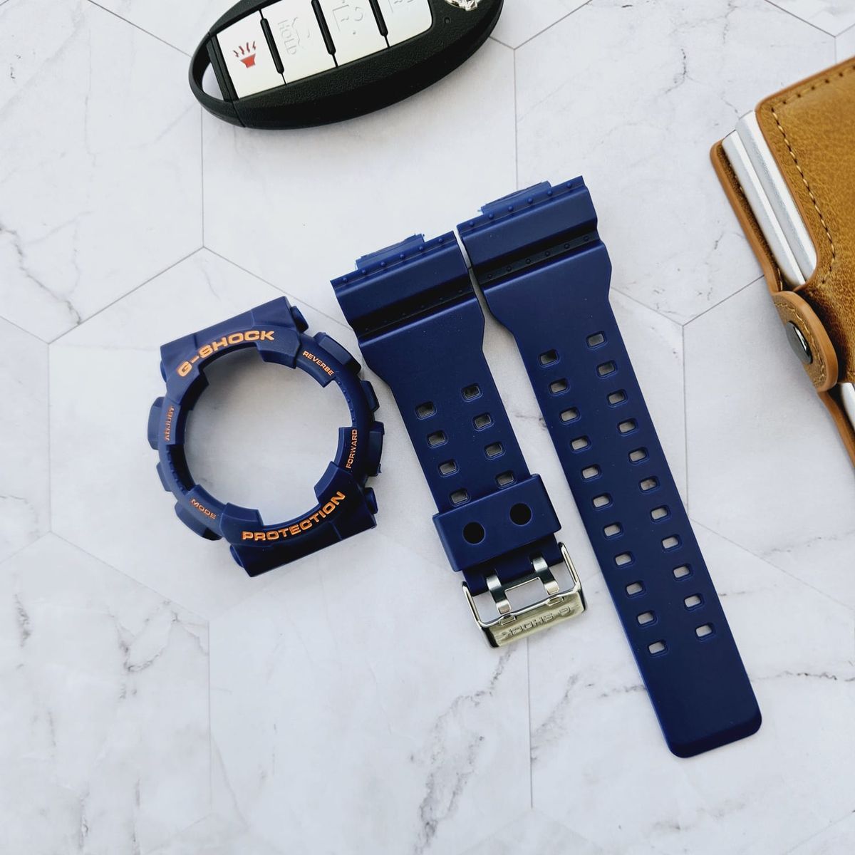 GENERICO - Correa Repuesto + Bisel para CASIO G-SHOCK GA100 - 110 - 120 - BlueOra