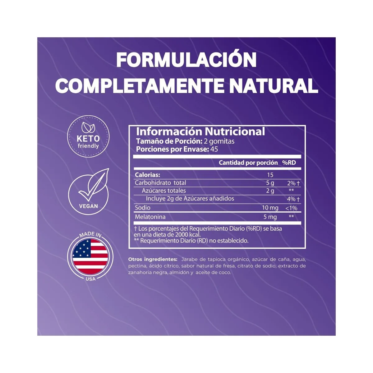 GENERICO - Melatonina 5mg en Gomitas - Non-GMO Vegano Sin Gluten - Nutratonics