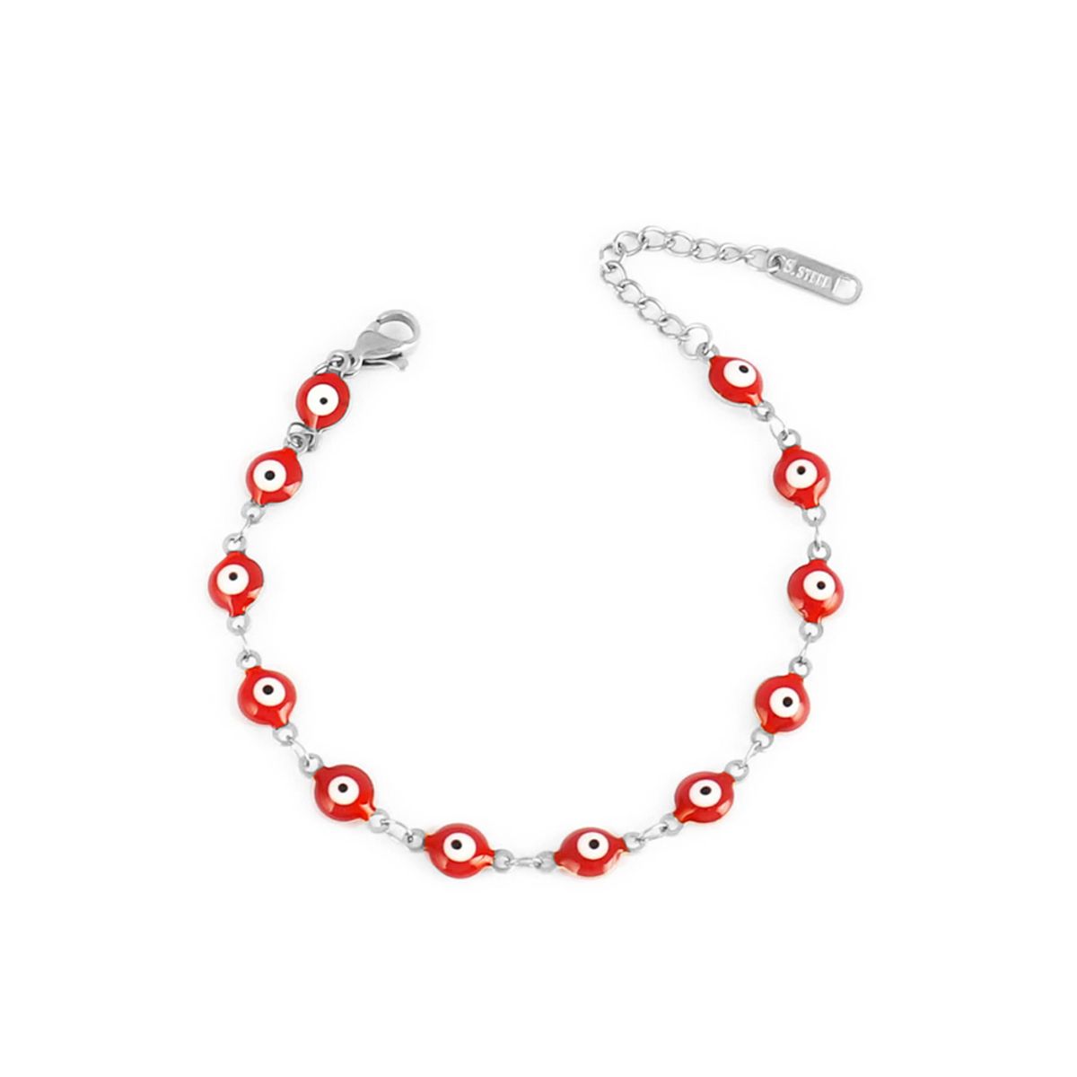 CLEO JOYAS & ACCESORIOS - Pulsera Ojo turco Rojo Acero