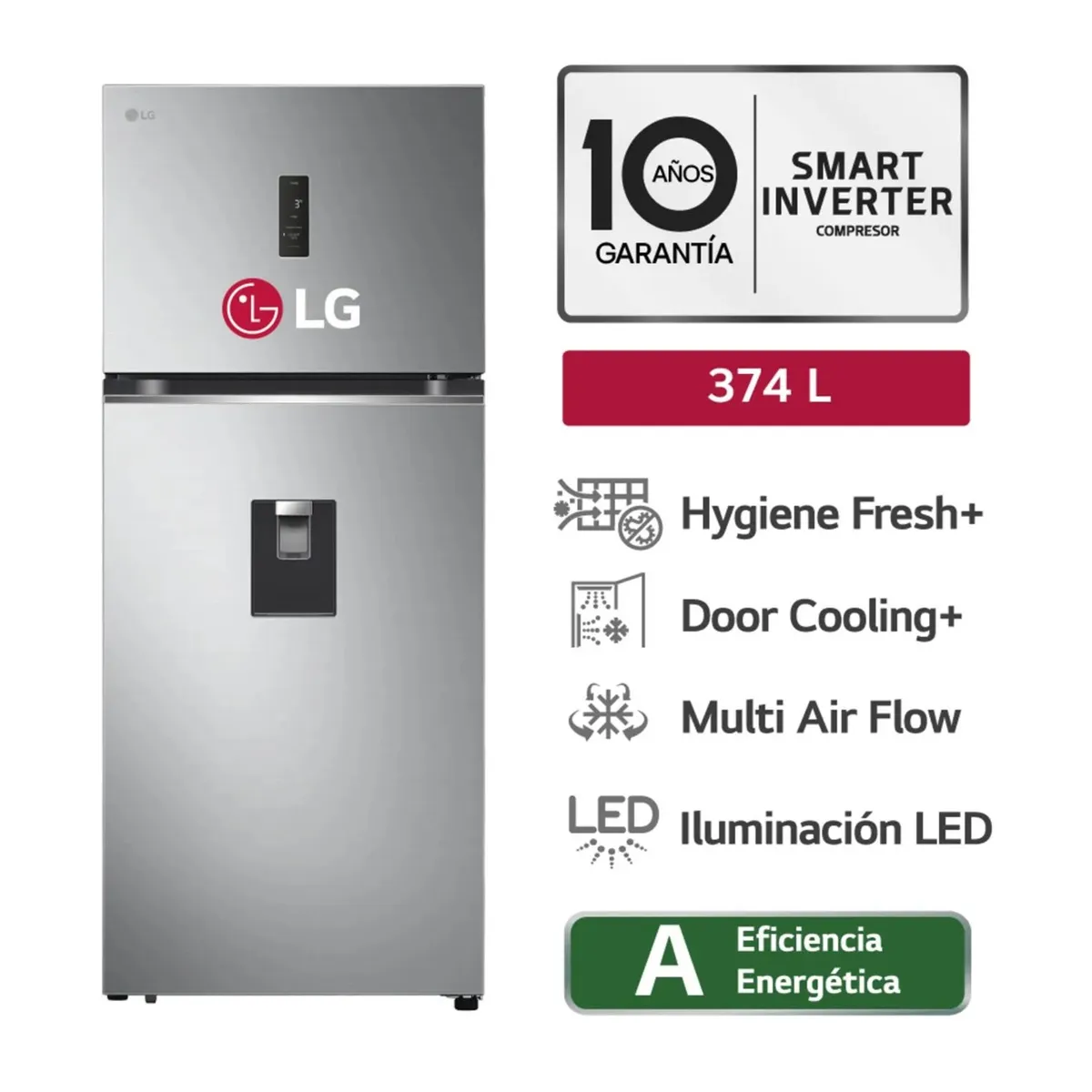 LG - REFRIGERADORA LG GT37SGP 374 LT HYGIENE FRESH TOP MOUNT PLATEADA