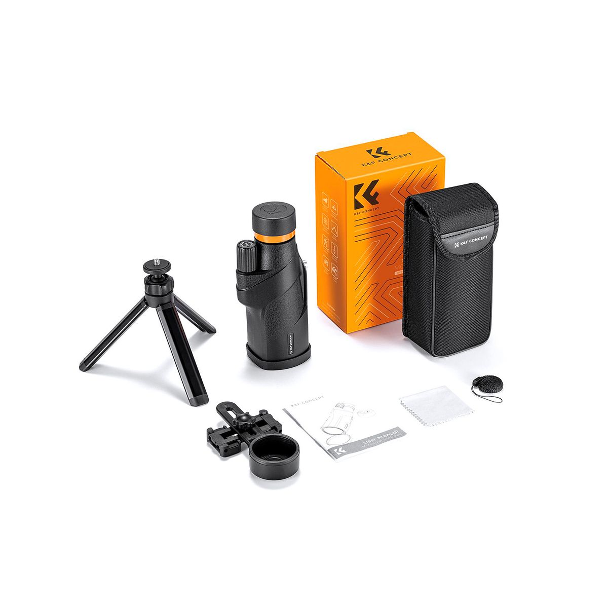 K&F CONCEPT - Monocular 12X50 HD + trípode + soporte de celular K&F Concept