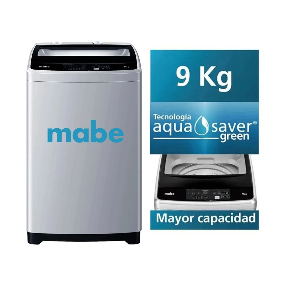 MABE - LAVADORA MABE 9 KG CARGA SUPERIOR SILVER - LMAP9020WGBB0