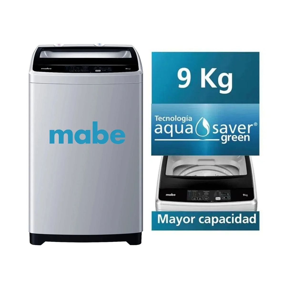 MABE - LAVADORA MABE 9 KG CARGA SUPERIOR SILVER - LMAP9020WGBB0