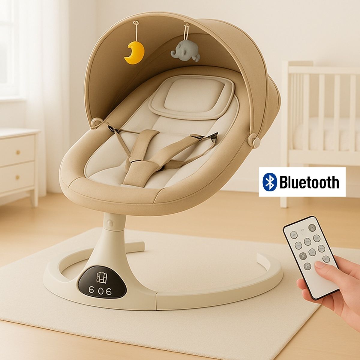 GENERICO - Mecedora Eléctrica Deluxe Automática con Panel Táctil Caqui