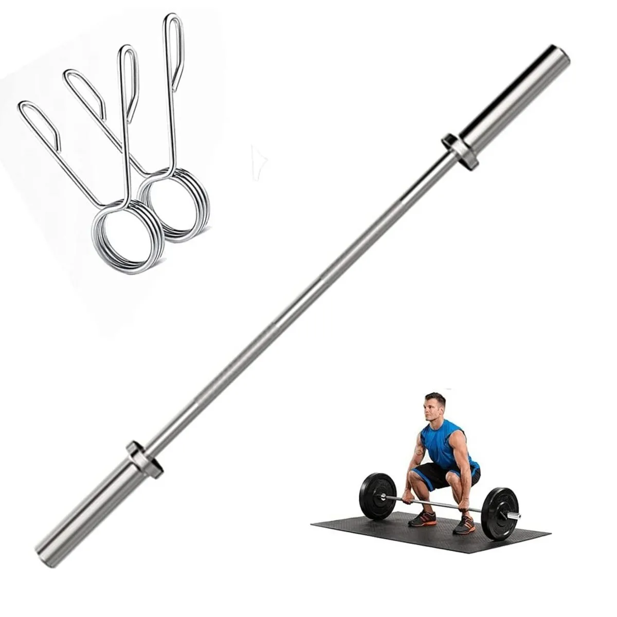 Alpha Gym - Barra olímpica recta profesional de 20 kg y 2.20 MT + seguro