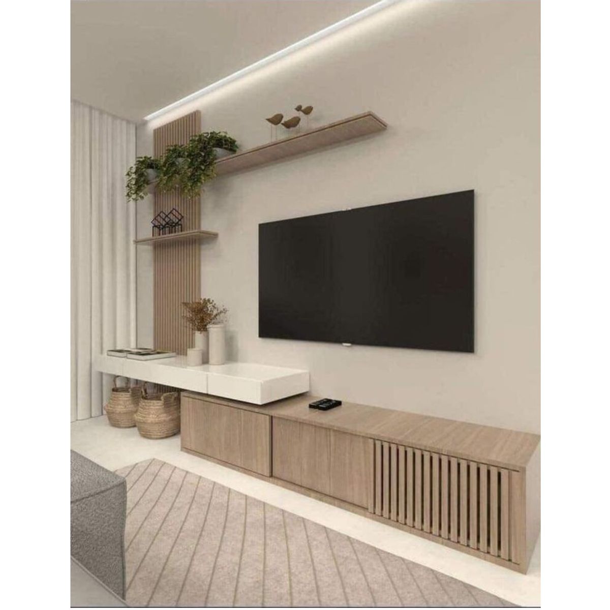 TU MESITA - Centro de Entretenimiento Louvre PanelRepisas BlancoHighGlossRovere