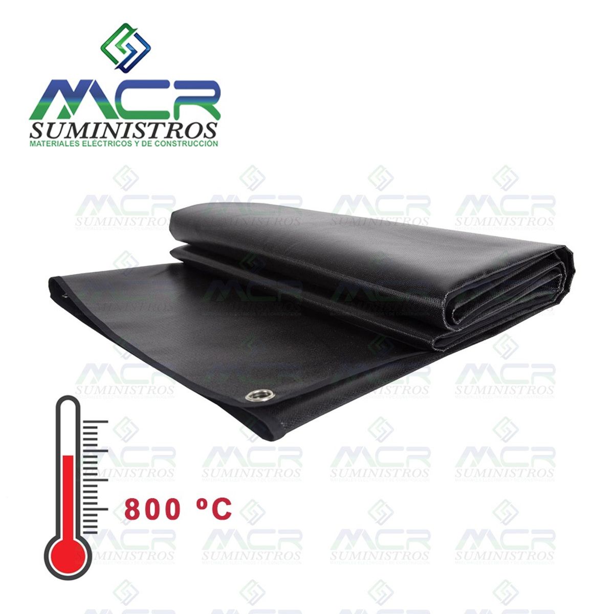 GENERICO - MANTA INGNIFUGA PARA PROTECCION DE CHISPAS POR SOLDADURA 2x 2m HASTA 800°C NEGRO