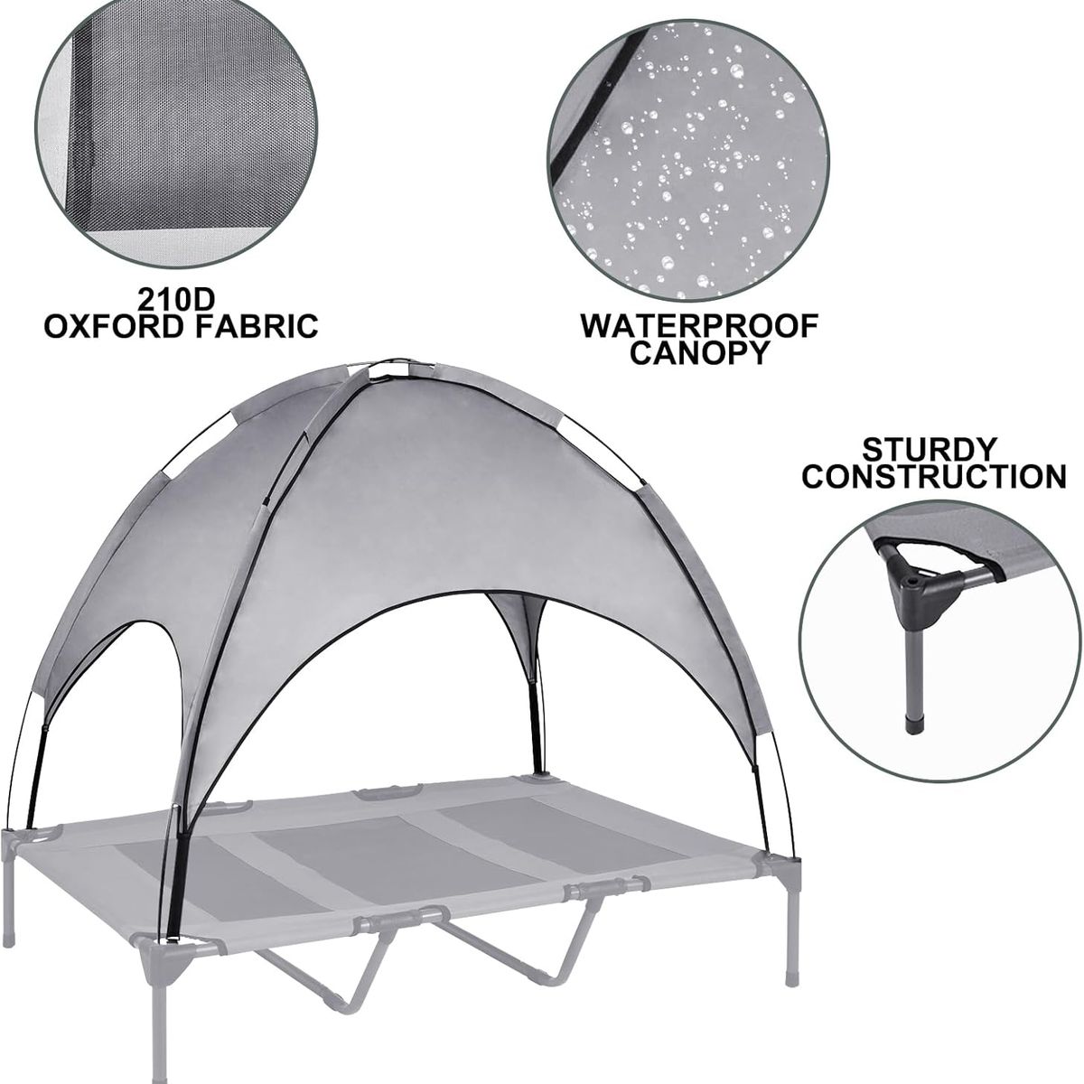 GENERICO - Cama elevada con carpa para mascota - Negro