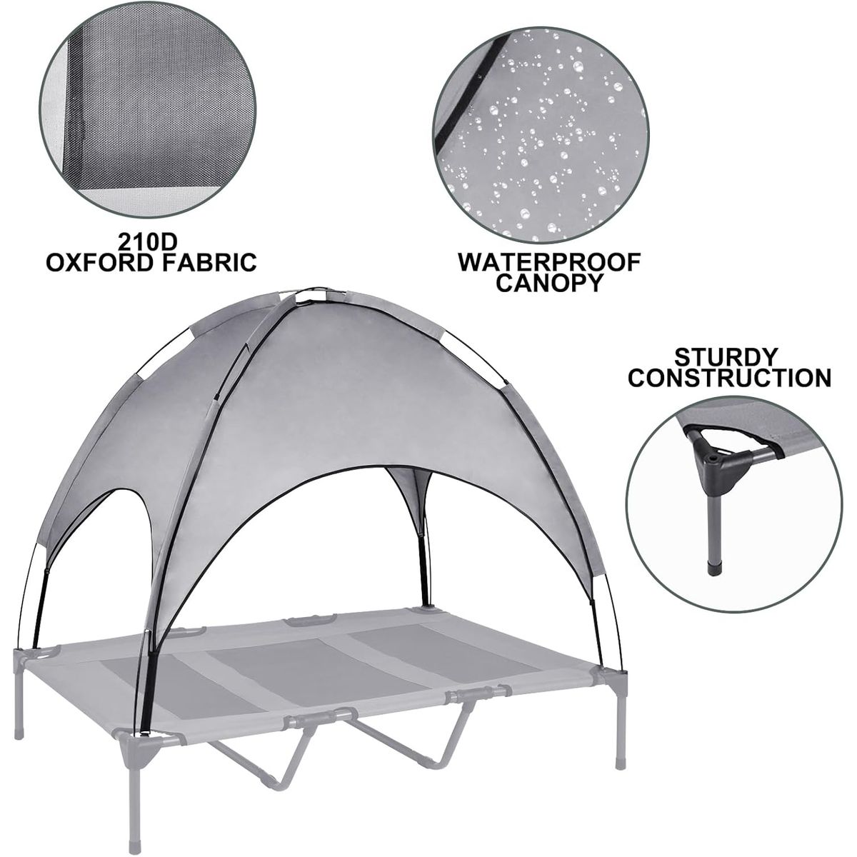 GENERICO - Cama elevada con carpa para mascota - Negro