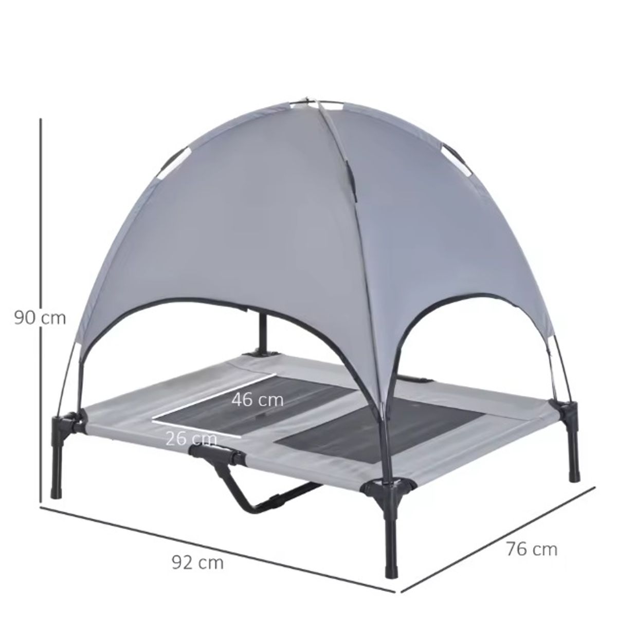 GENERICO - Cama elevada con carpa para mascota - Negro