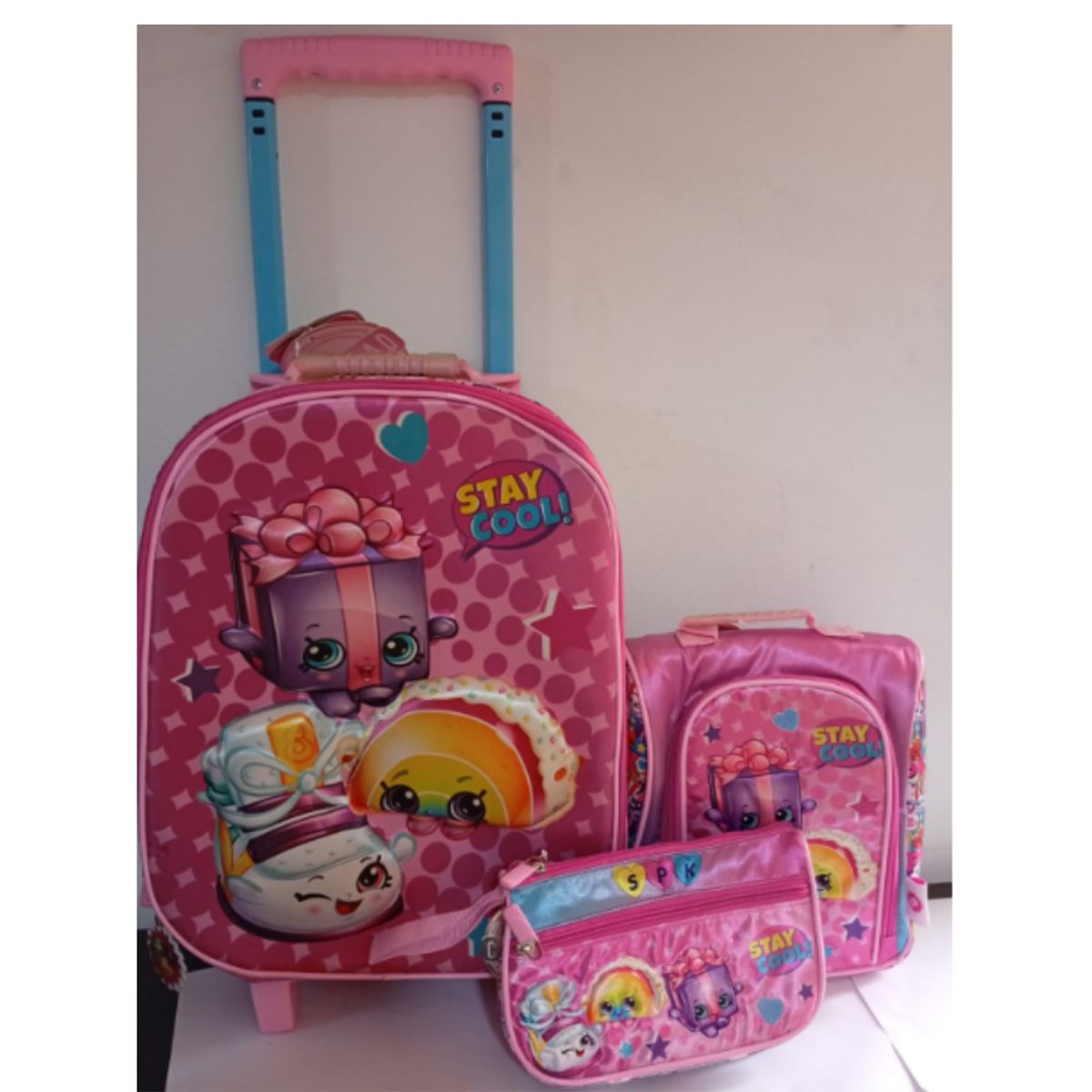 SHOPKINS - MOCHILA CON RUEDAS SHOPKINS + LONCHERA Y CARTUCHERA