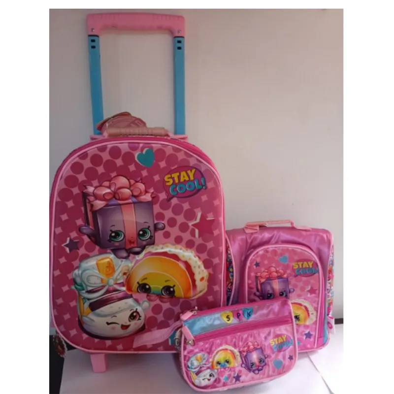 SHOPKINS - MOCHILA CON RUEDAS SHOPKINS + LONCHERA Y CARTUCHERA