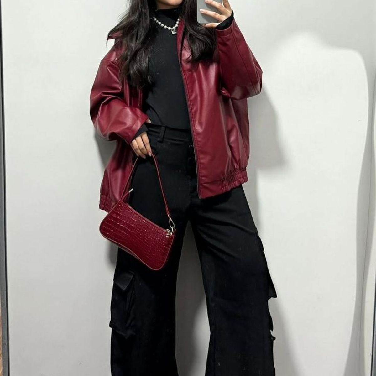 GENERICO - CASACA OVERSIZE BOMBER RED PARA MUJER