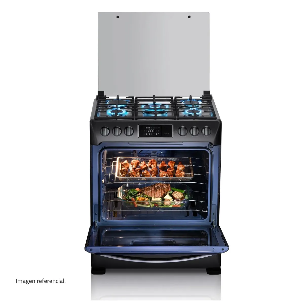 INDURAMA - Cocina Indurama Smart CPI-3595N 30 Pulgadas 5 Hornillas Black Steel