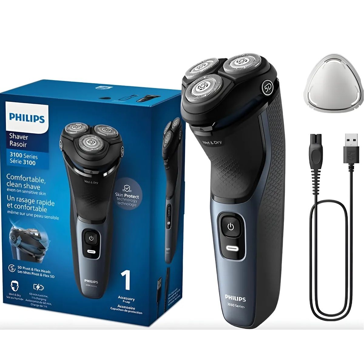 PHILIPS - Afeitadora Philips 5d Skin Protect + Patillero Y Carga 1 Hr