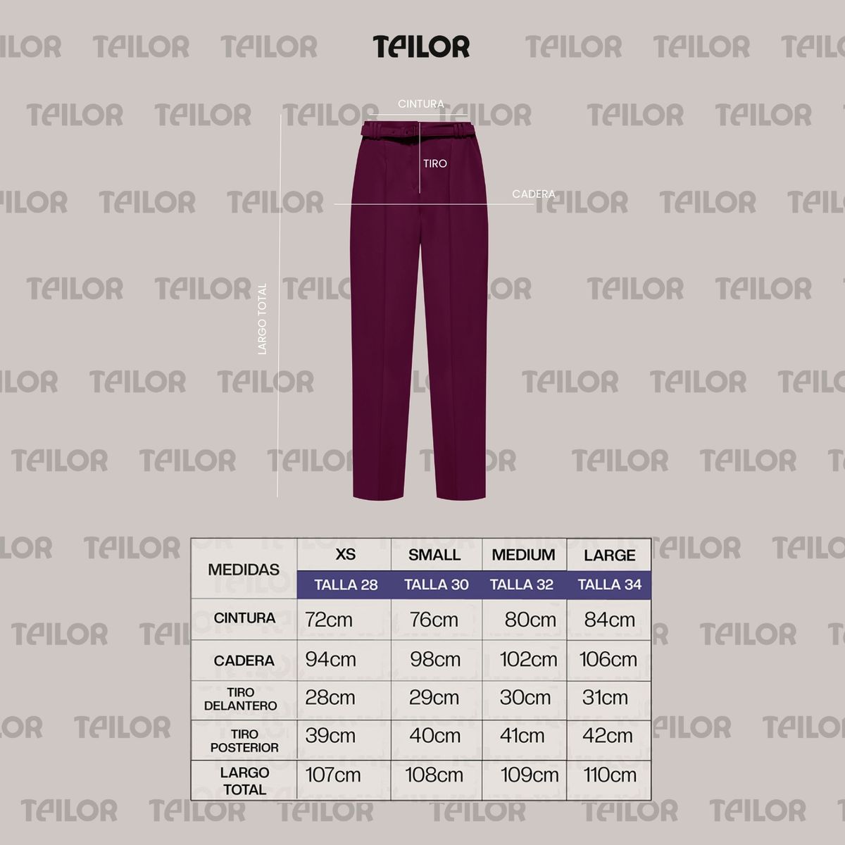 TEILOR - PANTALON RECTO CASUAL MUJER