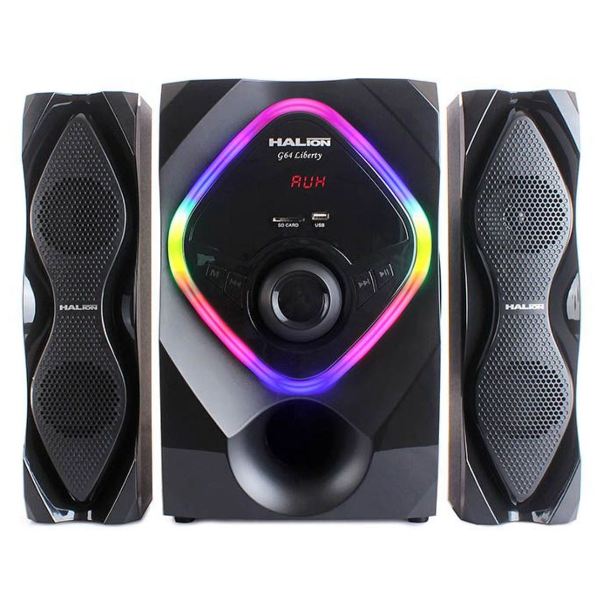 HALION - Parlante Halion HA-G64 Liberty 2.1 Luces Led RGB USB SD BT FM