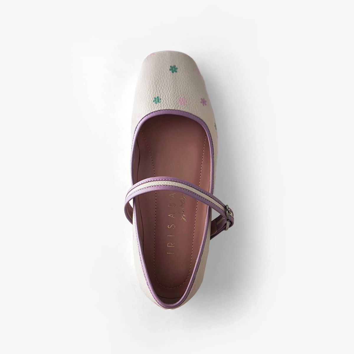 IRISABA - BALERINAS DE CUERO IRISABA MAGNOLIA VAINILLA CON LILA
