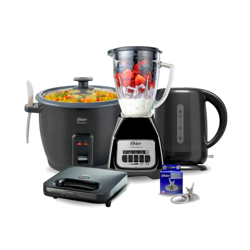 OSTER - Combo OSTER Licuadora + Arrocera + Hervidor + Sandwichera + Cuchilla