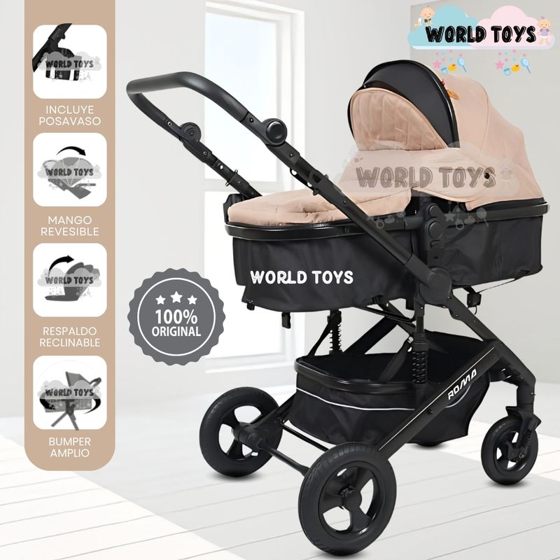 BABY - Coche Moisés Travel System «ROMA NEW» de Lujo Beige