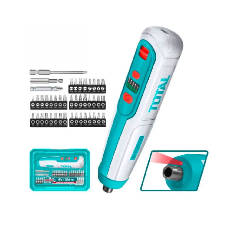 TOTAL TOOLS - DESTORNILLADOR 4V HEX 14″ 240RPM TORQUE 5NM -TSDLI04062