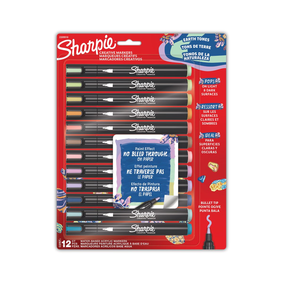 SHARPIE - Marcadores Sharpie Acrílico Punta Bala Naturaleza 12 piezas