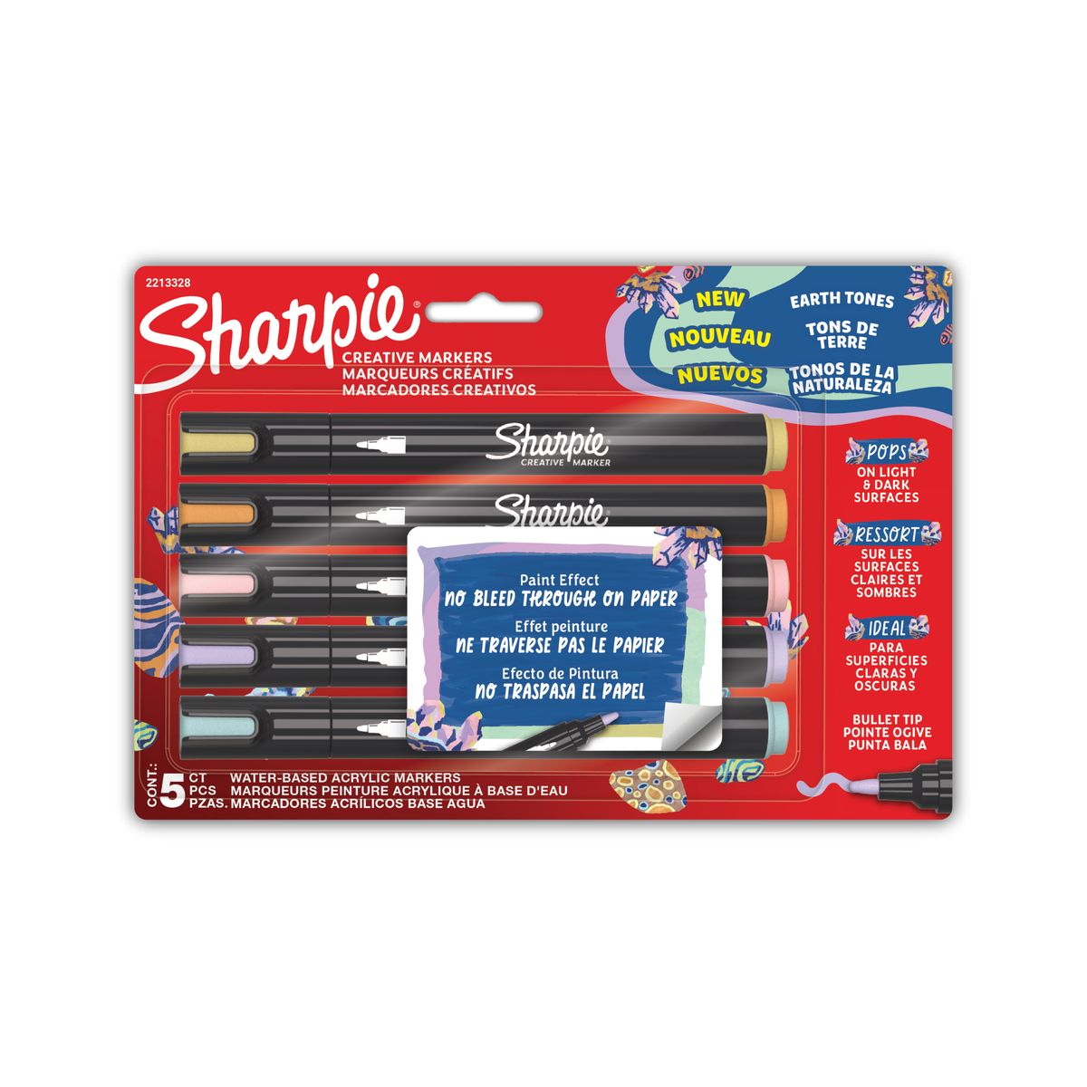 SHARPIE - Marcadores Sharpie Acrílico Punta Bala Naturaleza2 -5 piezas