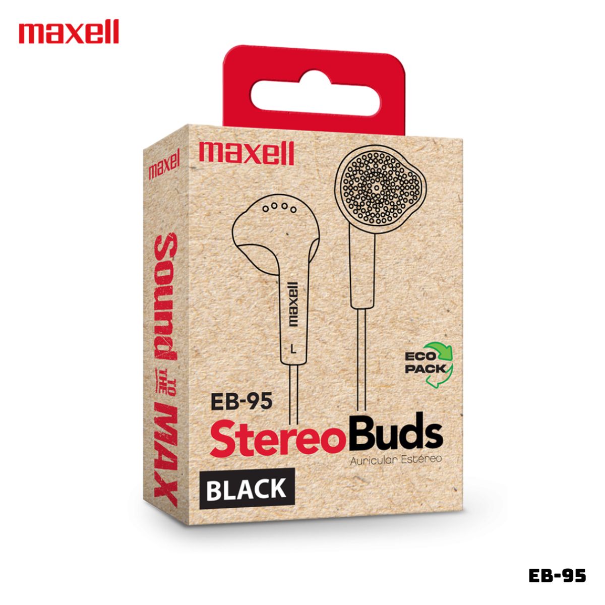 MAXELL - AUDIFONOS ALAMBRICOS MAXELL STEREO BUDS EB-95 - NEGRO