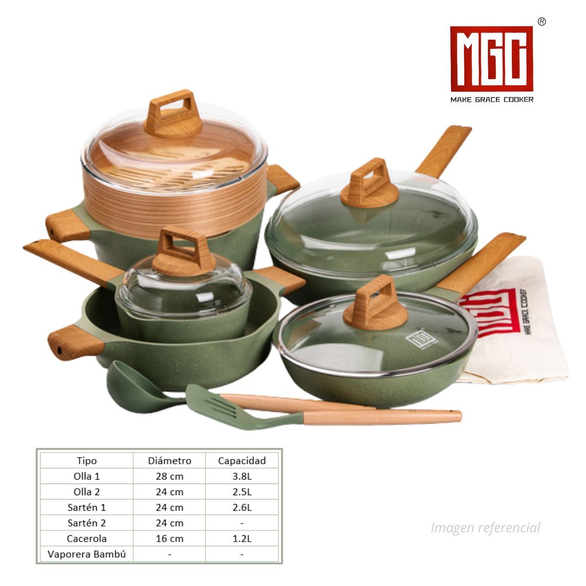 OEM - JUEGO DE OLLAS MGC DE 13 PIEZAS ROCA VOLCANICA