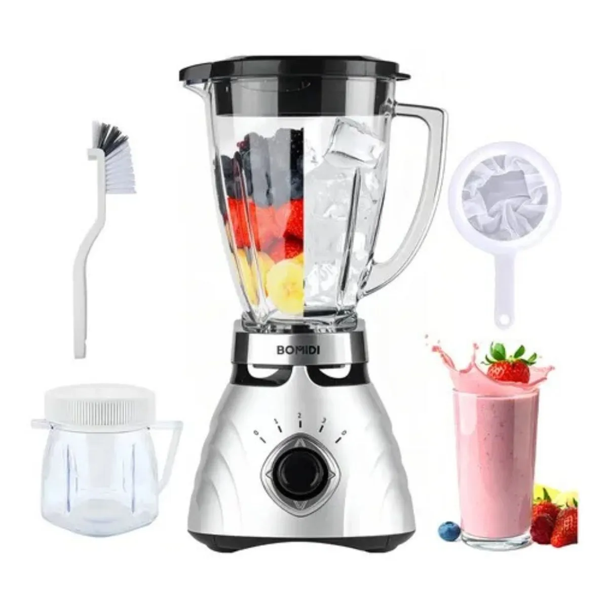 BOMIDI - Licuadora Bomidi BJ01 - 3 Niveles Con Vaso Pequeño Y Accesorios Incluidos - Silver - Batidos, Smoothies, Verduras, Hielo