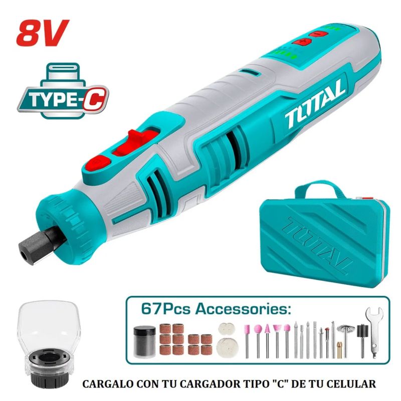TOTAL TOOLS - Rectificadora 8v 5000-28000rpm - TMGLI0801