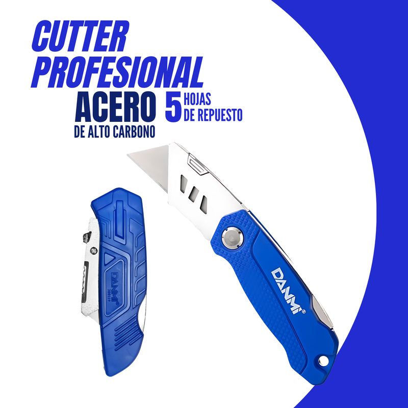 SM - CUTTER CUCHILLA PROFESIONAL PLEGABLE 18MM + 5 HOJAS RESPUESTO