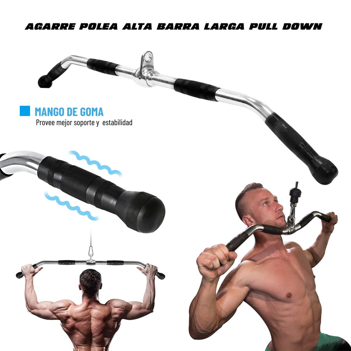 HOLGU - Agarre Polea Alta Barra Larga Pull Down Bar 120 cm