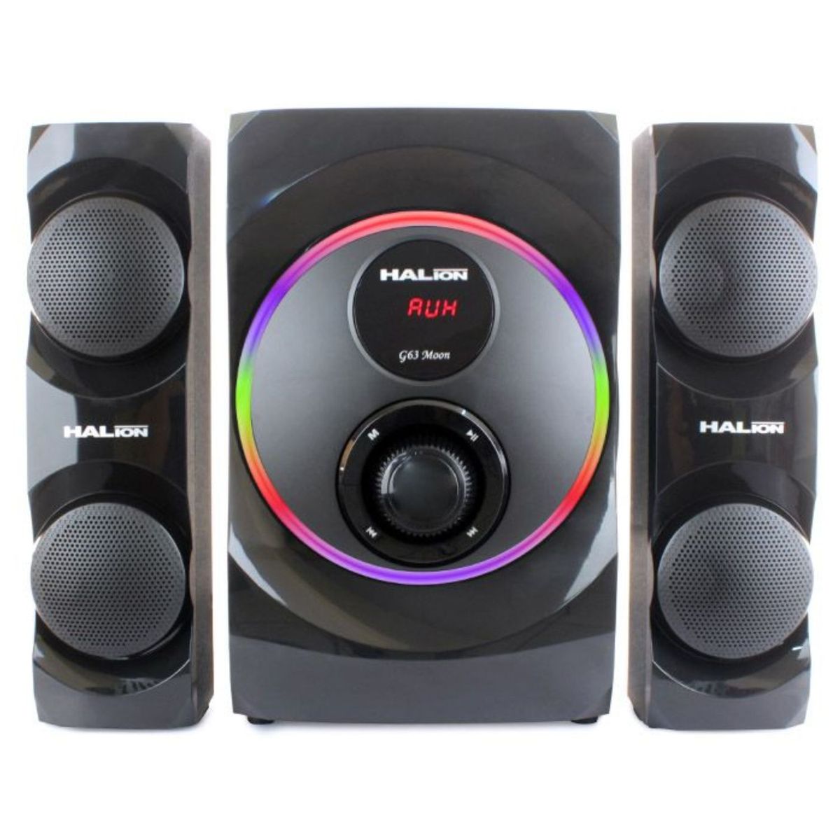 HALION - Parlante Halion HA-G63 Moon 2.1 Luces RAINBOW RGB USB SD BT FM