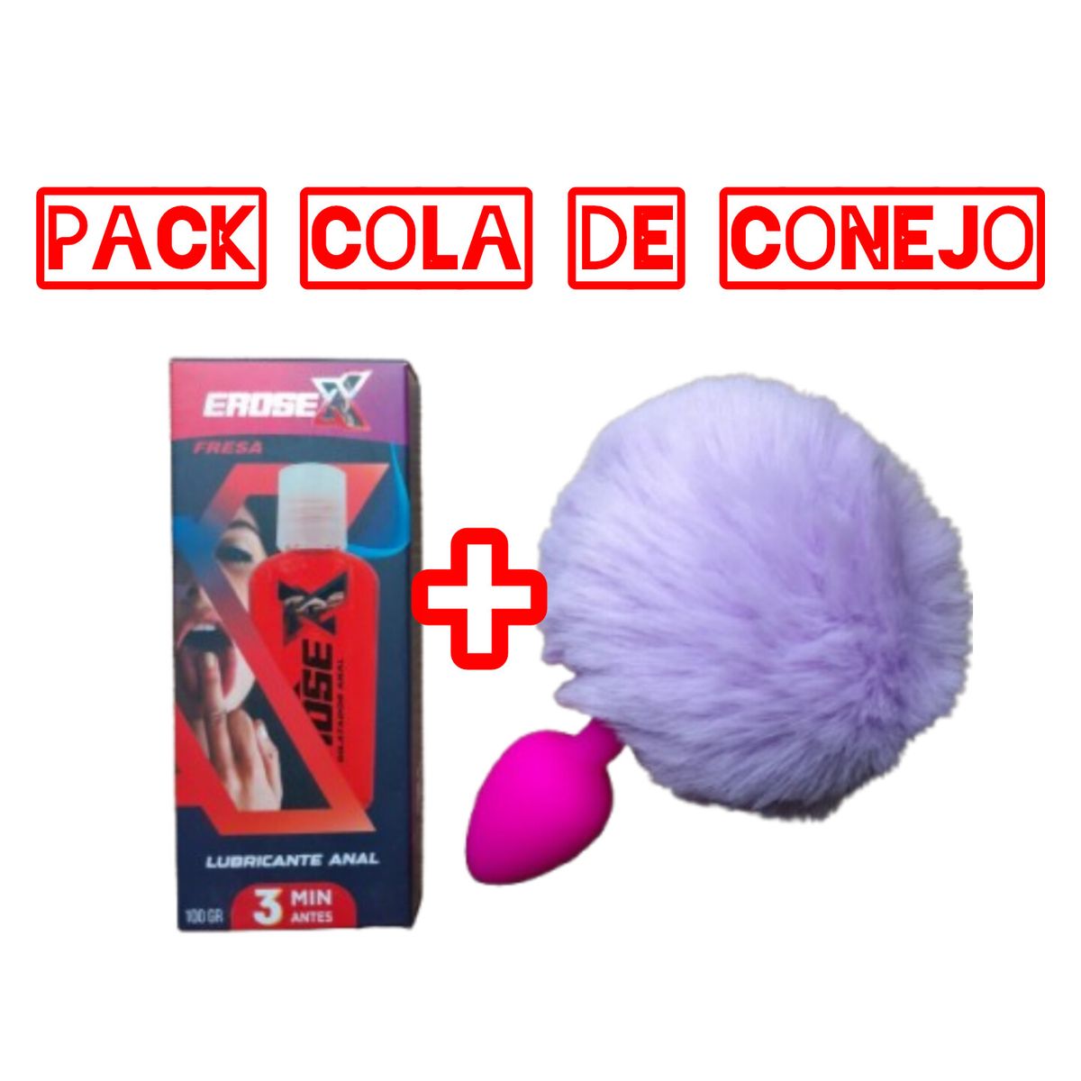 GENERICO - DUO LUBRICANTE DILATADOR + PLUG COLA DE CONEJO