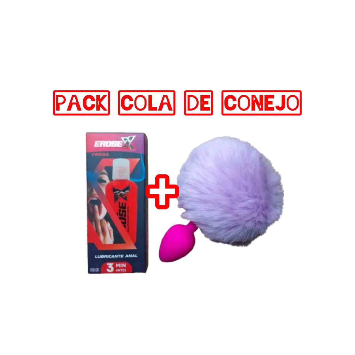 GENERICO - DUO LUBRICANTE DILATADOR + PLUG COLA DE CONEJO